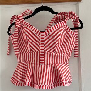 Hunter Bell Lena Poppy and White Striped Crop Top